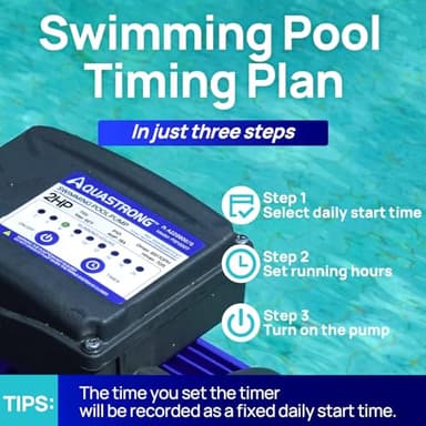 AQUASTRONG In/Above Ground Pool Pump, High Flow (with Timer, 2HP, 8917 GPH, 115V) - Image 3