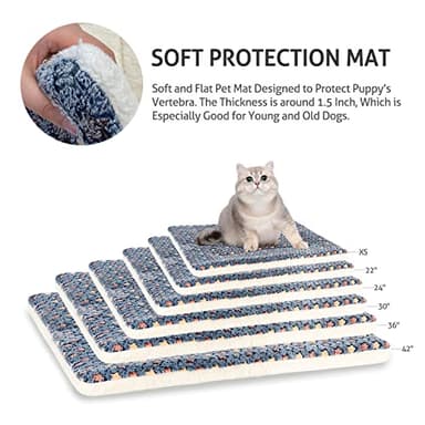 Mora Pets Dog Bed Crate Pad Ultra Soft Pet Bed with Cute Star Print Washable Crate Mat for Large Medium Small Dogs Reversible Fleece Dog Crate Kennel Mat Cat Bed Liner 21 x 12 inch Dark Blue - Image 3