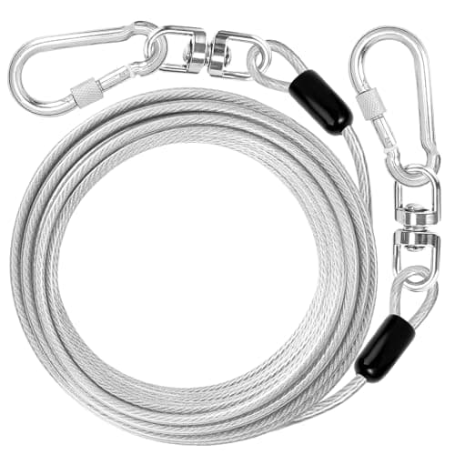 jenico Dog Tie Out Cable: 30 ft Dog Lead for Yard - Heavy Duty Chain Leash Outside for Small Large Dogs Up to 500 lbs - Outdoor Dog Runner Tether - Image 1