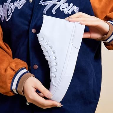 hash bubbie High Top Sneakers for Women Classic High Tops Canvas Shoes Lace up Women's Fashion Sneaker(White Mono,US9W/US7M) - Image 7