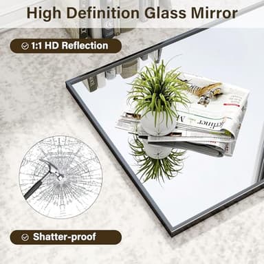 HARRITPURE 48"x30" Framed Bathroom Mirror for Wall Rectangle Mirror Aluminum Alloy Frame Wall-Mounted for Farmhouse Entryway Bedroom Living Room Black - Image 4