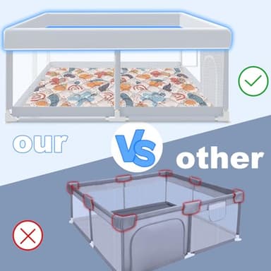 XVISHX Baby Playpen with Mat, 65 x 50 Inch Play Pen Playards, Playpen for Babies and Toddlers, Baby Playard for Indoor & Outdoor Active Center Game Fence, Skin-Friendly Fabric and Soft Breathable Mesh - Image 7
