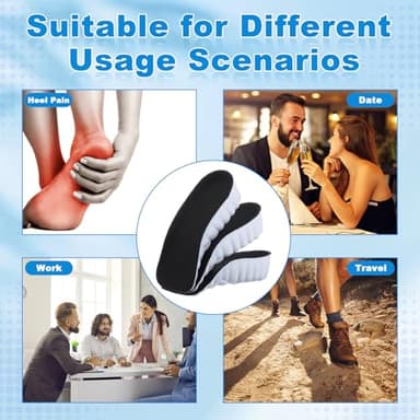 Glitopper 3 Pairs Orthopedic High Pads Height Increase Insoles Arch Support Insoles Height Boosters Cushions for Men, Women(Black,1.4 Inch) - Image 7