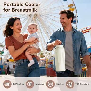 EASYVAVA 22oz Portable Breast Milk Cooler Bottle-Breastmilk Chiller for Outdoor Travel Mom, Keeps Milk Fresh Cooling for 24 Hours,Breastfeeding Essentials with 2pcs Bottle for Breastmilk Storage - Image 3