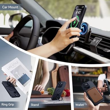 CASEKOO Designed for iPhone 14 / iPhone 13 Case with Magnetic Invisible Stand [Military Drop Protection] [Compatible with MagSafe] Shockproof Slim Translucent Matte Case 6.1 Inch, Black - Image 5