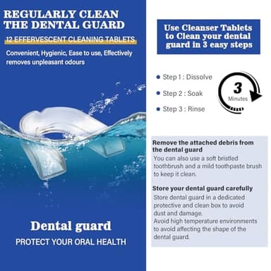 Mouth Guard for Grinding Teeth at Night, Mouth Guard for Clenching Teeth at Night, Dental Night Guards for Sleep, Comfortable Grinding Guard for Adults with 12 Cleaning Tablets - Image 4