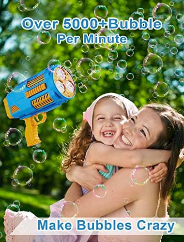 Upgraded Bubble Machine Gun, Built-in Solution, Automatic Blower, 8000+ Bubbles Per Minute for Kids Adults Maker Halloween Toys Indoor Outdoor Wedding Birthday Party - Blue - Image 6