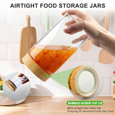 AISIPRIN Airtight Glass Jar with Lid, Glass Storage Containers with Screw On Bamboo Lids, for Cookie, Pasta, Cereal Storage Containers, 5Pcs 80oz 50oz 27oz Canisters Sets for the Kitchen - Image 3