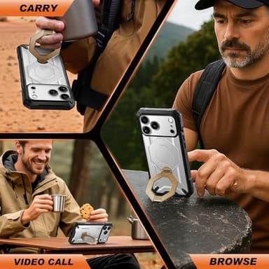 TONGATE for iPhone 17 Pro Max Case with 360° Spin Magnetic Stand, [Compatible with MagSafe][Military-Grade Protection] with Screen Protector & Camera Control Cover for iPhone 17 ProMax, ClearGold - Image 8