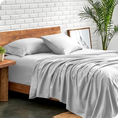 Bare Home Queen Sheet Set - Luxury 1800 Ultra-Soft Microfiber - Double Brushed - Deep Pockets - Easy Fit - 4 Piece Set - Bedding Sheets & Pillowcases (Queen, Cloud Grey) - Image 2
