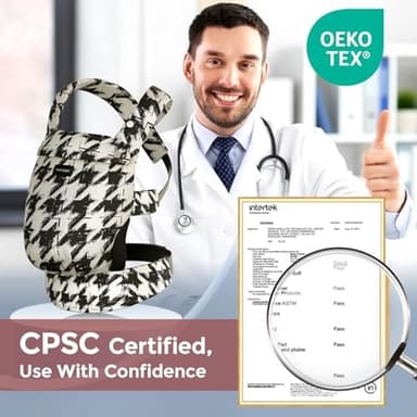 Momcozy Baby Carrier - Ergonomic, Cozy and Lightweight Carrier for 7-44lbs, Effortless to Put On, Ideal for Hands-Free Parenting, Enhanced Lumbar Support, Houndstooth - Image 4