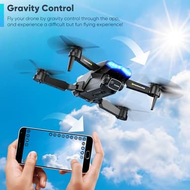 Flymevac Drone with Camera, Dual 720HD, Drone for Kids with Cool Lights, Cestures Control, Vertical Shooting, Waypoint Flight, Gravity Control, 3D Flip, 3-Speeds, Drones for Adults, Beginners, Kids - Image 5