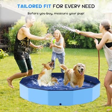 Bilibara 63'' Foldable Dog Pet Bath Pool, Heavy Duty Non-Slip Kiddie Pool, Plastic Pet Wading Pool for Puppy Small Medium Large Dogs, Indoor and Outdoor Kids Pet Dog Bathtub - Image 7
