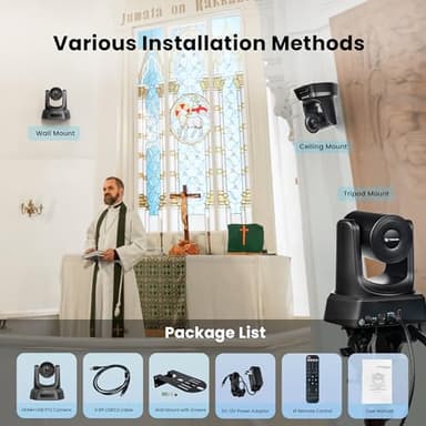 TONGVEO Conference Room PTZ Camera System with 20X Optical Zoom | 1080P 60fps HDMI USB Webcam for Church Streaming Online Video Conference| Compatible with Zoom, OBS | Easy Setup - Image 9