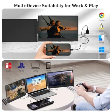 TXV Laptop Screen Extender – 14" Portable Monitor for Laptop, Full HD 1080P IPS Display, USB-C & HDMI, Dual Speakers, 72% Color Gamut, for Work, Travel, Gaming - Image 5