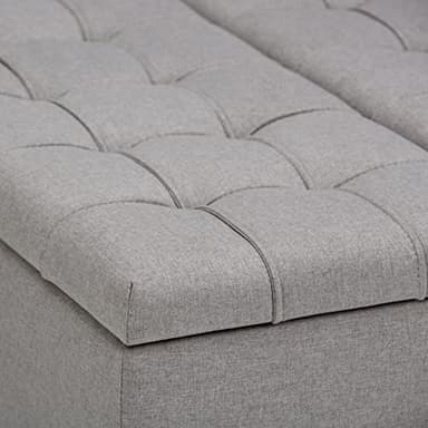 SIMPLIHOME Harrison 36 inch Wide Transitional Square Coffee Table Storage Ottoman in Dove Grey Linen Look Fabric, Assembled, for the Living Room and Bedroom - Image 9