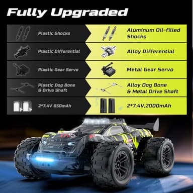 DEERC 1/14 Fast Brushless RC Car for Adults, 43 MPH High Speed 4x4 Off-Road RC Truck, Waterproof Monster Truggy, All Terrain Remote Control Drift Car for Boys 8-12, 2 Batteries, 3S Lipo Compatible - Image 4