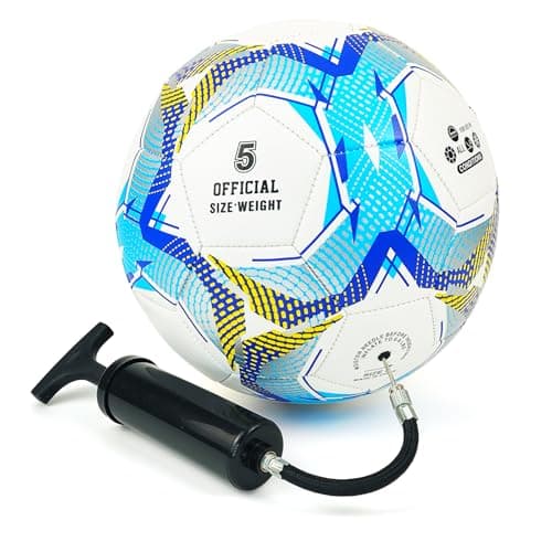 UERMAPTE Blue and White Soccer Ball Size 5 with Smooth Surface Waterproof Wear Resistant for Lawn Indoor Outdoor Sports Training Ball or Competition Balls - Image 1