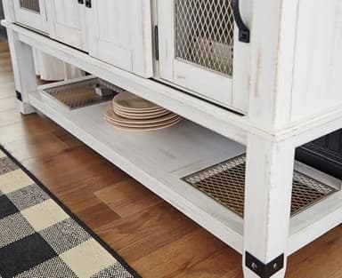 Signature Design by Ashley Valebeck Farmhouse Dining Room Server or Buffet Cabinet, White & Brown - Image 9
