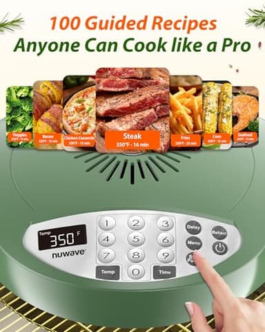 Nuwave Oven Pro Plus Air Fryer, Infra-Red Countertop, 2025 Advanced Convection, No Defrosting or Preheating, Cook Fresh or Frozen, Durable Power Dome, 100 Presets & 50 Memory, PFAS Free, Wild Olive - Image 4