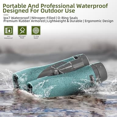 12X50 UHD Binoculars for Adults High Powered with Phone Adapter, Super Bright IPX7 Waterproof Binoculars with BAK4 Prisms, Professional Binocular for Hunting Bird Watching Stargazing Safari Travel - Image 6