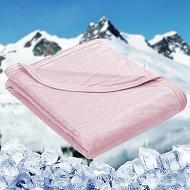 HOMFINE Cooling Blankets for Hot Sleepers - Summer Blanket Thin Lightweight Breathable Soft Double Side Enhanced Cooling for Bed Couch Sofa, Keep Cool for Night Sweats (Pink, 60 x 80 inches) - Image 1