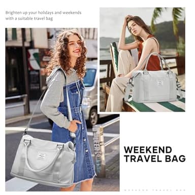 Spirit Airlines Personal Item Bag 18x14x8 Foldie Travel Duffel Bag Expandable Gym Sport Foldable Waterproof Weekender Carry On Overnight Luggage Weekend Bags Airplanes Women Men Eessentials,LightGrey - Image 2