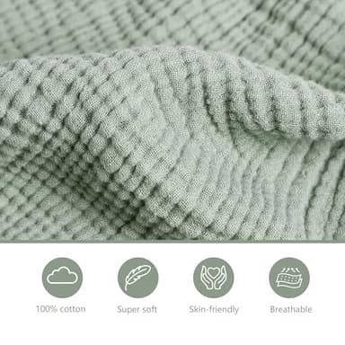 Coreeky 2 Pack Muslin Nursing Cover for Breastfeeding, Soft & Breathable 100% Cotton Breastfeeding Cover up with Adjustable Neck Strap, Multi-use Nursing Apron & Baby Carseat Canopy (Green) - Image 2
