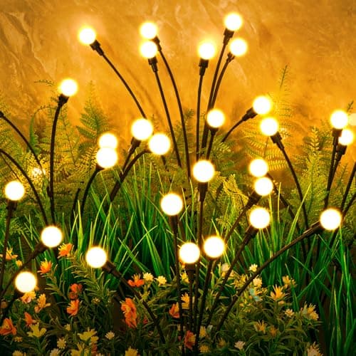 Solar Lights Outdoor(4 Pack, 32 LEDs), ASMAD Solar Garden Lights, Outdoor Decorations, Firefly Light for Patio Decor, Big Bulb, Unique Gifts for Women, Gifts for Grandma - Image 1