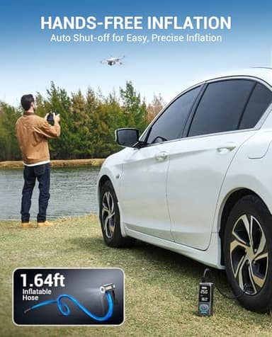 AVAPOW Tire Inflator Portable Air Compressor, 150 PSI Cordless Car Tire Air Pump with Pressure Gauge, 3.7″ LCD Screen, Auto-Shuts Off Tire Pump for Car, Motorcycle, Bike, Balls - Image 3