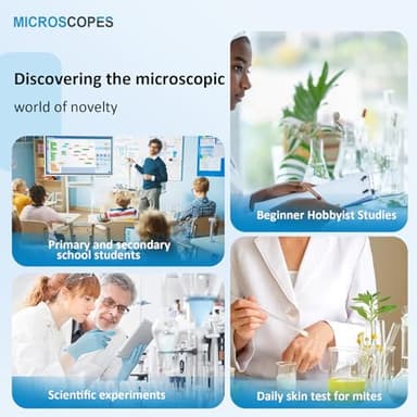 OOZSTAR Microscope 40X-2500X Magnification with 4.3-inch Display, Wide-Angle 10X and 25X eyepieces, and Built-in 5-megapixel Camera for School Labs, Animal Husbandry (White) - Image 8