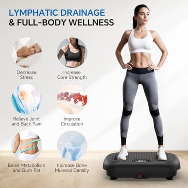 Taevno Vibration Plate Exercise Machine Weight Loss, Full Body Shaker Workout Vibration Plates Lymphatic Drainage, Stand Shake Vibrating Plate for Women Men 450 Lbs Capacity Fitness Platform Black - Image 3