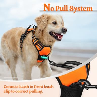 rabbitgoo Dog Harness No Pull with 2 Leash Clips, Adjustable Soft Padded, Reflective Oxford No Choke Pet Vest with Easy Control Handle for Large Dogs, Orange, XL - Image 5