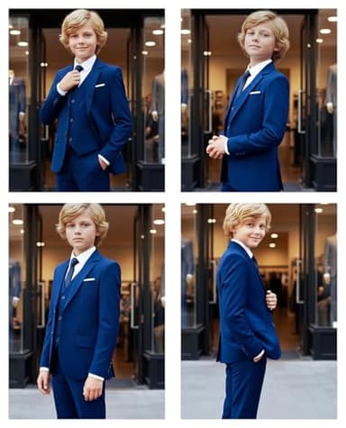 Boys Suit Slim Fit 5 Pieces Teens Blue Formal Wedding Suits for Boys Dress Clothes Set Size 12 - Image 3