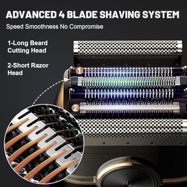 Electric Foil Shavers for Men: Upgraded Mini Electric Razor with 4 Floating Blades & Big LED Display - Foil Shaver for Men with 2 Gears Adjustable - Face Shaver with IPX7 Waterproof Wet/Dry,USB Type C - Image 3