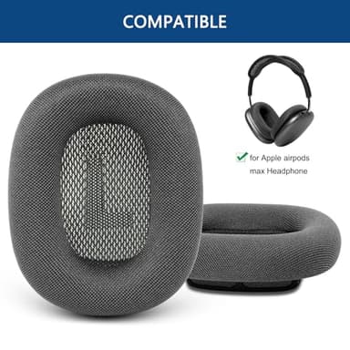 GEVO Upgraded Ear Cushions Replacement Earpads for Apple AirPods Max Headphones, Mesh Fabric Ear Pads Cover with Memory Foam and Magnet for AirPods Max (Space Gray) - Image 2