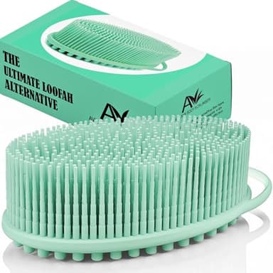 Avilana Silicone Body Scrubber – Gentle Shower Brush & Loofah Alternative- Food Grade & Lab Tested – Fast-Drying, Hygienic, BPA-Free Silicone Body Gentle Exfoliator (Green, Massage) - Image 1