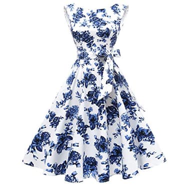 Hanpceirs Women's Boatneck Sleeveless Swing Vintage 1950s Cocktail Dress Porcelain M - Image 1