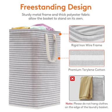 Lifewit 2 Pack Laundry Hamper Large Collapsible Laundry Baskets, Freestanding Waterproof Clothes Hamper with Easy Carry Handles in Laundry Room Bedroom Bathroom College Dorm for Adults, Grey, 2 x 80L - Image 2