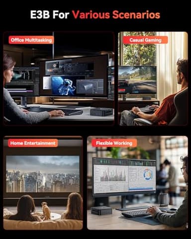 KAMRUI E3B Mini Gaming PC, 16GB RAM 512GB SSD Mini PC AMD Ryzen 5 7430U Micro Desktop Computers (Max 4.3GHz,6C/12T, Beat 5650U), Small Computer Support WiFi 6, BT5.2, Triple Display for Office Home - Image 9
