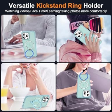 SKYLMW Compatible with iPhone 16 Pro Max Case with Invisible Magnetic O-Ring Stand Military-Grade Translucent Case for iPhone 16 ProMax 6.9" [Compatible with Mag-Safe][Great Grip Feeling], Blue - Image 5