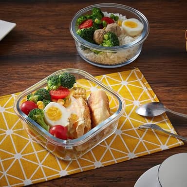 R.repad yay Square Glass Food Storage Containers, Small Square Storage Containers With Airtight Lids, 2Cup Glass Meal Prep Bowls, Leak-proof lunch Bowls, Dishwasher Microwave Freezer Safe -(White) - Image 9