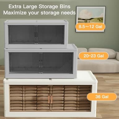 3Packs Stackable Storage Bins with Lid, 36 Gal Closet Organizer and Storaging Drawer, Collapsible Storage Box with Wheels, Plastic Clothes Storage Cabinet Containers for Home, Office, Dorm - Image 4