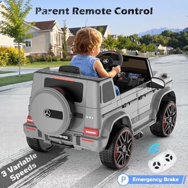 ANPABO Licensed Mercedes-Benz G63 Car for Kids, 12V Ride on Car w/Parent Remote Control, LED Headlights, Music Player & Horn, Soft Start, Low Battery Prompt, Kids Electric Vehicle, Grey - Image 3