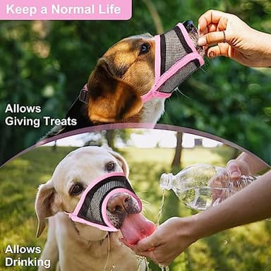 LUCKYPAW Dog Muzzle, Mesh Muzzle for Small Medium Dogs, Soft Mouth Cover to Prevent Biting Chewing, Drinkable Breathable Adjustable Puppy Mouth Guard(Pink, S) - Image 8