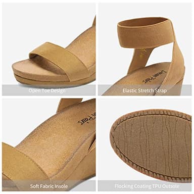 DREAM PAIRS Womens Elastic Ankle Strap Open Toe Platform Wedge Sandals Comfortable Summer Shoes for Women,Size 5,Camel,NINI-5 - Image 3