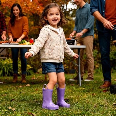 LANCDON Kids Rain Boots with Easy-On Handles - Waterproof Rubber Boots for Girls & Boys, Fun Animal Patterns & Non-Slip Sole - Image 4