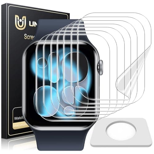 UniqueMe 8 Pack for Apple Watch Series 11/10 Screen Protector 46mm - [Strong Asorption] [Flexible TPU Not Glass][Non-Bubbles] iWatch Anti-Scratch Protection HD Clear Cover Soft Film - Image 1