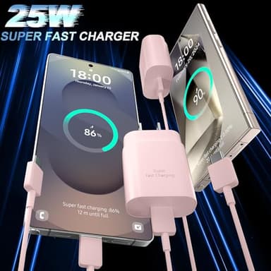 USB C Fast Charger, 25W Samsung Charger Super Fast Charging Type C Android Phone Charger with 6.6FT Cable for Samsung Galaxy S25/S25 Ultra/S25+/S24/S24 Ultra/S24+/S23 Ultra/S23/s22/S21/S20/Note 20/10 - Image 3