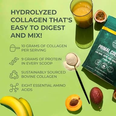 Primal Harvest Collagen Powder for Women or Men Primal Collagen Peptides Powder Type I & III, 10 Oz Collagen Protein Powder for Hair, Skin, Nails (Single, Original) - Image 5